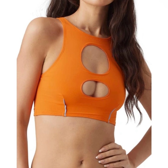 New Vero Moda orange babita swim top